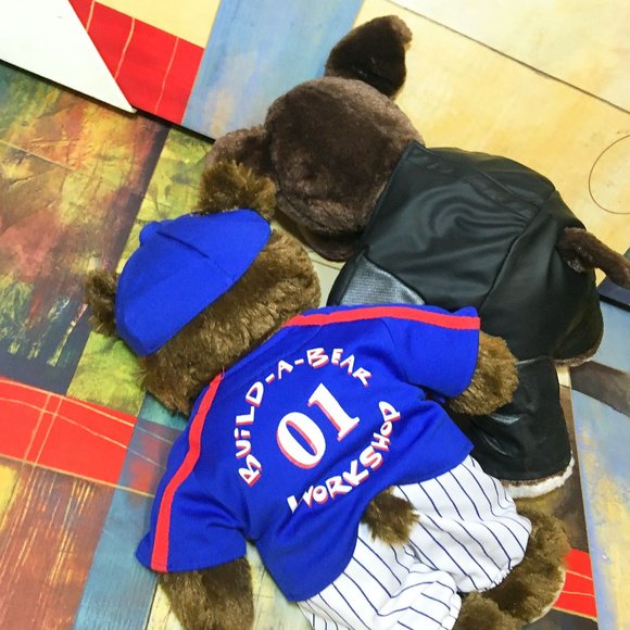 (2) Build a Bear Plush Toys Stuffed Animals Varsity Baseball Bear & Batman Dog - Picture 8 of 8